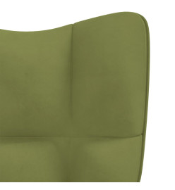 Chaise de relaxation avec repose-pied Vert clair Velours