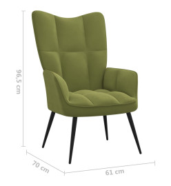 Chaise de relaxation avec repose-pied Vert clair Velours