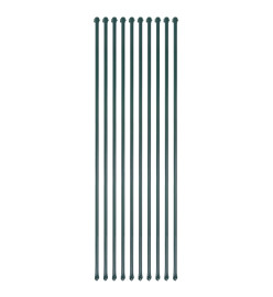 Poteau de jardin 10 pcs 1,5 m Métal Vert