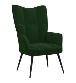 Chaise de relaxation avec repose-pied Vert foncé Velours