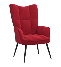 Chaise de relaxation avec repose-pied Rouge bordeaux Velours