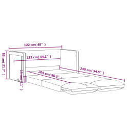 Canapé-lit 2 en 1 gris foncé 122x204x55 cm velours
