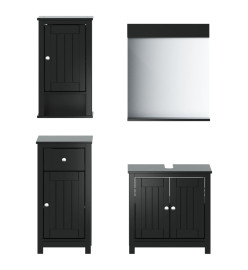 Meubles de salle de bain 4 pcs BERG noir bois de pin massif