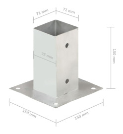 Ancres de poteau 4 pcs Métal galvanisé 71 mm