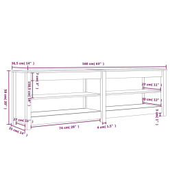 Banc à chaussures Blanc 160x36,5x50 cm Bois de pin massif