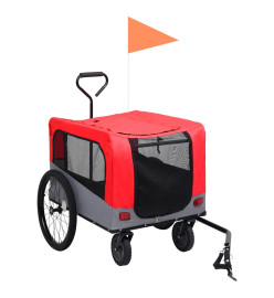 Remorque de vélo/poussette 2 en 1 pour chien Rouge et gris