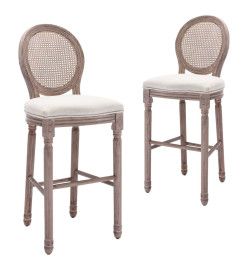 Tabourets de bar lot de 2 blanc lin