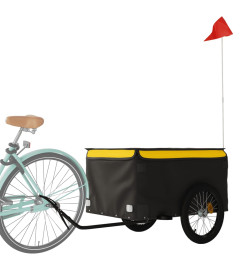 Remorque pour vélo noir et jaune 45 kg fer