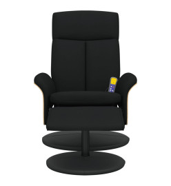 Fauteuil de massage inclinable avec repose-pied noir tissu