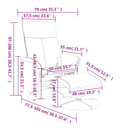 Fauteuil de massage inclinable avec repose-pied noir tissu