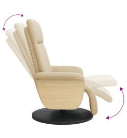 Fauteuil inclinable avec repose-pied crème tissu