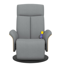 Fauteuil inclinable de massage et repose-pieds gris clair tissu