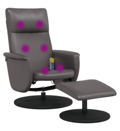 Fauteuil inclinable de massage avec repose-pied gris similicuir