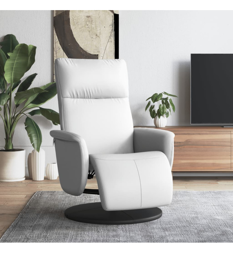 Fauteuil inclinable avec repose-pieds blanc similicuir