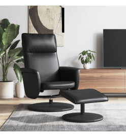 Fauteuil inclinable avec repose-pied noir similicuir