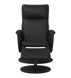 Fauteuil inclinable avec repose-pied noir similicuir