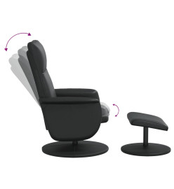 Fauteuil inclinable avec repose-pied noir similicuir