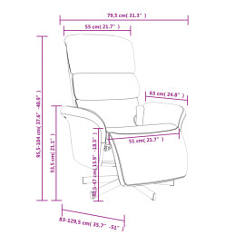 Fauteuil inclinable de massage et repose-pieds gris foncé tissu