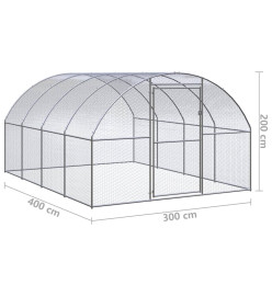 Poulailler d'extérieur 3x4x2 m Acier galvanisé