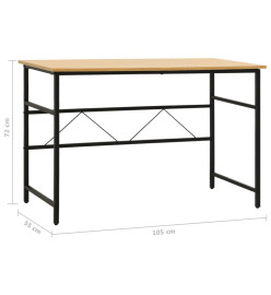 Bureau d'ordinateur Noir/chêne clair 105x55x72 cm MDF et métal