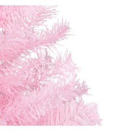 Arbre de Noël artificiel pré-éclairé et boules rose 180 cm PVC