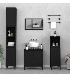 Ensemble de meubles salle de bain 3 pcs noir bois d'ingénierie