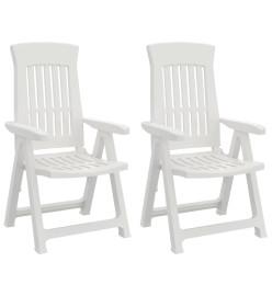Chaises inclinables de jardin 2 pcs blanc PP