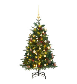 Sapin de Noël artificiel articulé 150 LED et boules 120 cm