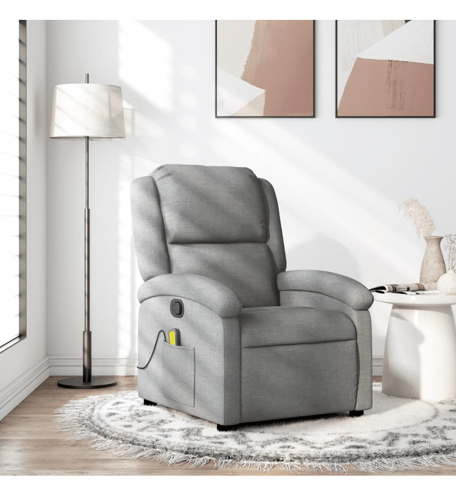 Fauteuil de massage inclinable Gris clair Tissu