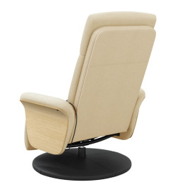 Fauteuil inclinable de massage avec repose-pieds crème tissu