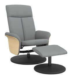 Fauteuil inclinable avec repose-pied gris clair tissu