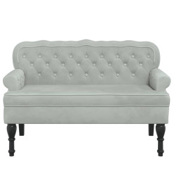 Banc avec dossier gris clair 119,5x64,5x75 cm velours