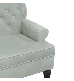 Banc avec dossier gris clair 119,5x64,5x75 cm velours