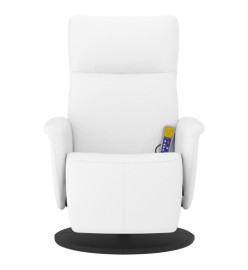 Fauteuil inclinable de massage repose-pieds blanc similicuir