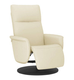 Fauteuil inclinable avec repose-pieds crème similicuir