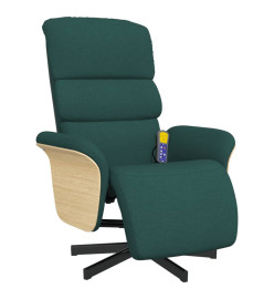 Fauteuil inclinable de massage et repose-pieds vert foncé tissu