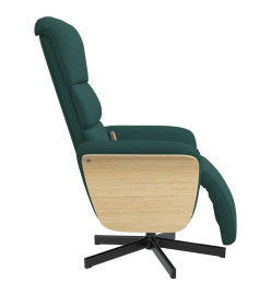 Fauteuil inclinable de massage et repose-pieds vert foncé tissu