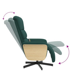 Fauteuil inclinable de massage et repose-pieds vert foncé tissu