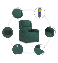 Fauteuil de massage inclinable vert foncé velours