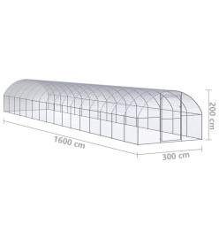 Poulailler d'extérieur 3x16x2 m Acier galvanisé