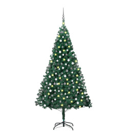 Arbre de Noël artificiel pré-éclairé et boules vert 240 cm