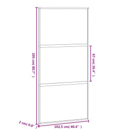 Porte coulissante noir 102,5x205 cm verre trempé aluminium