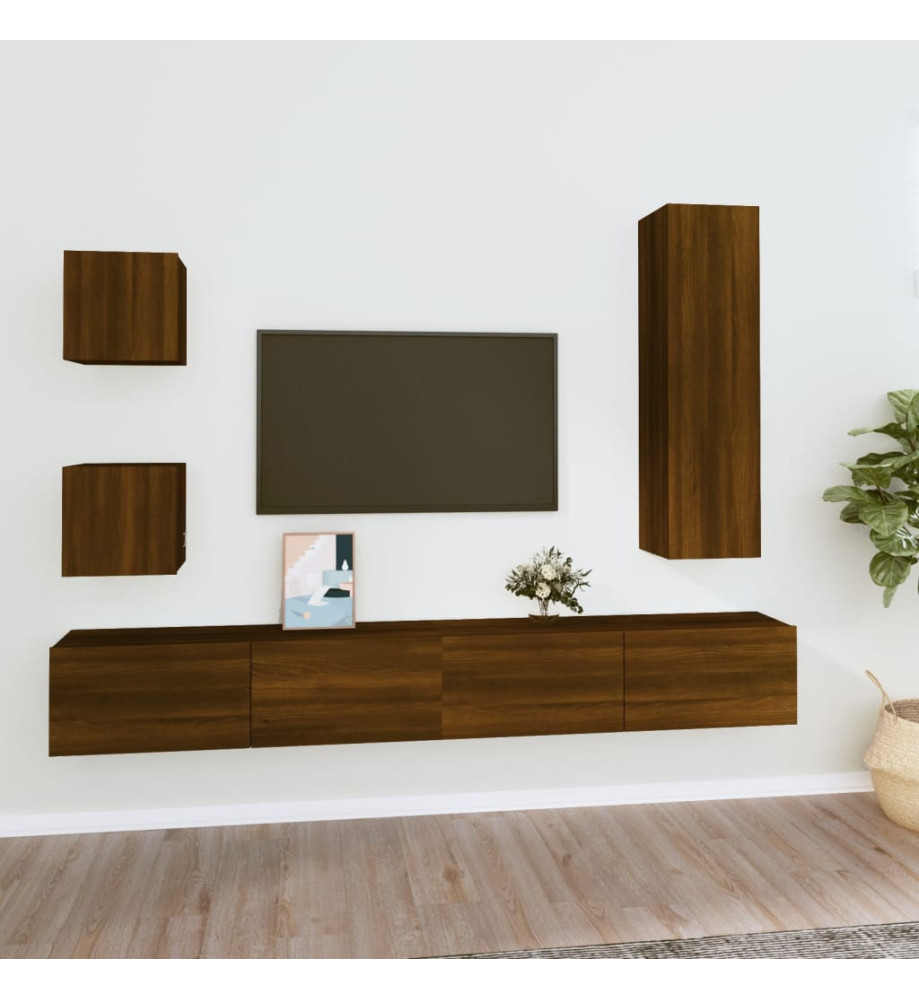 Ensemble de meubles TV 5 pcs Chêne marron Bois d'ingénierie