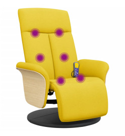 Fauteuil inclinable de massage repose-pieds jaune clair tissu