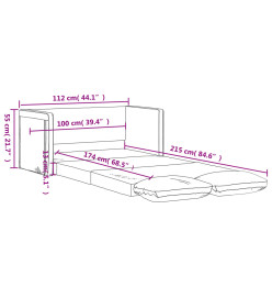 Canapé-lit 2 en 1 gris 112x174x55 cm similicuir