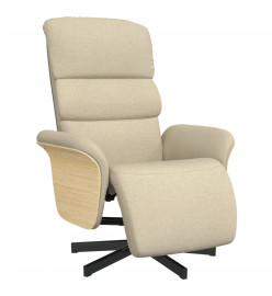 Fauteuil inclinable avec repose-pied crème tissu