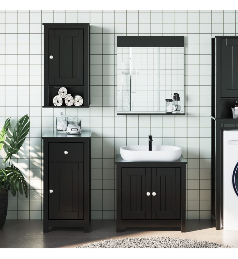 Meubles de salle de bain 3 pcs BERG noir bois de pin massif