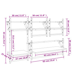 Ensemble d'étagères murales barres 4 pcs noir bois d'ingénierie