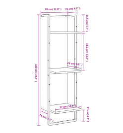 Étagère murale 3 niveaux chêne fumé 30x25x100cm bois ingénierie