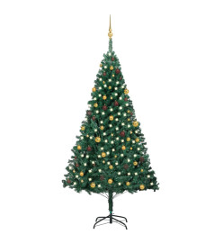 Arbre de Noël artificiel pré-éclairé et boules vert 240 cm